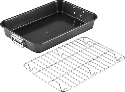 Miniatura 11 de Farberware Bakeware - Asador de acero antiadherente con estante plano, 11 pulgadas x 15 pulgadas, gris