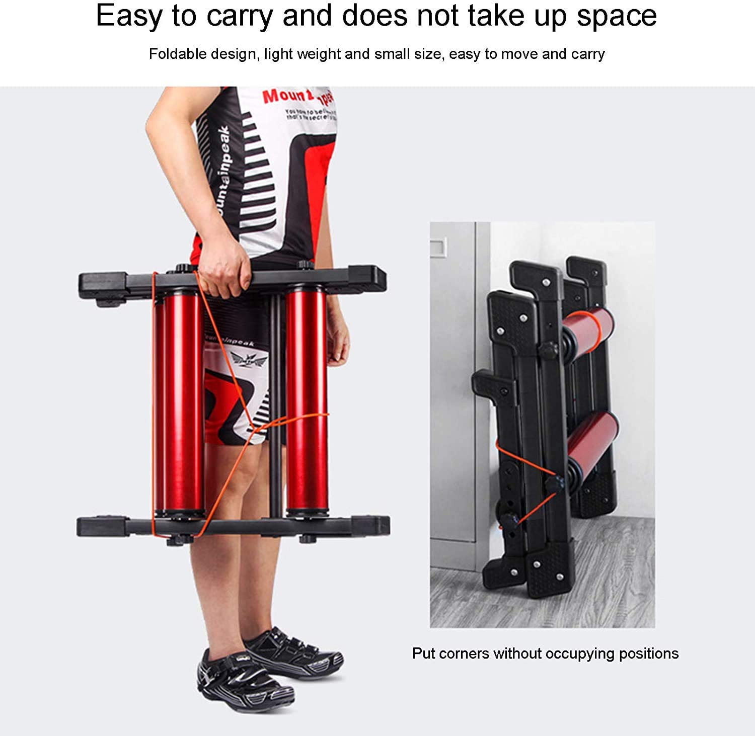Soporte para Entrenador de Bicicleta, Entrenador de Bicicleta de Interior, Rodillos de Bicicleta Plegables, Rodillo de Entrenamiento de Bicicleta de Ciclismo de Interior, Rojo