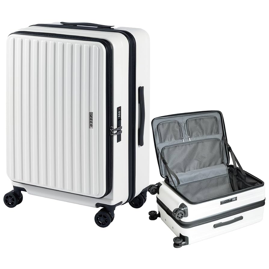 スーツケース 片開き 多機能 キャリーケース 軽量 Mサイズ キャスター 静音 Amazon.co.jp: [meer] スーツケース 片開き＋フロントオープン