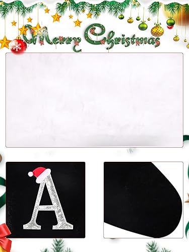 Vista 38 de Medias de Navidad con monograma de 20 pulgadas con letras, medias de Navidad súper suaves, medias grandes con monograma, medias de letras rojas