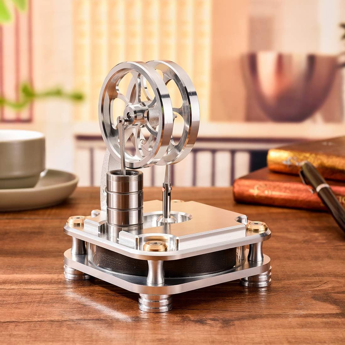 Stirling Engine Kit, Low Temperature All-Metal Stirling Engine Model, Desktop Display Physics Science Experiment for Youth Adult