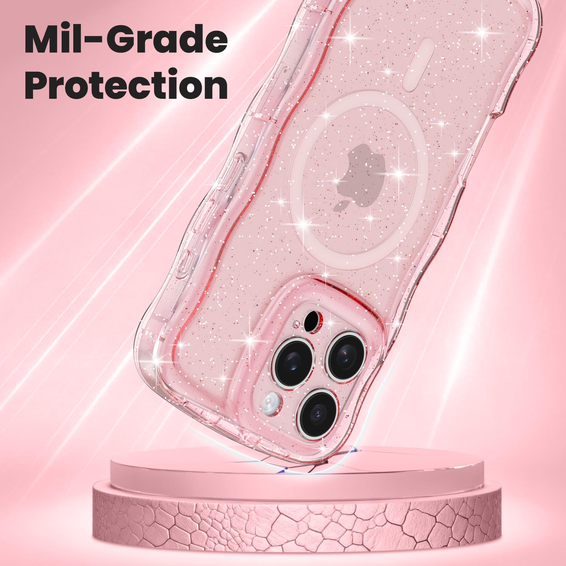 ※値下げ中！ajew グリッター透明ピンクケース　iPhone 15pro用 Amazon.co.jp: ZTOFERA iPhone 15 Pro 用ケース, MagSafe 対応,透明