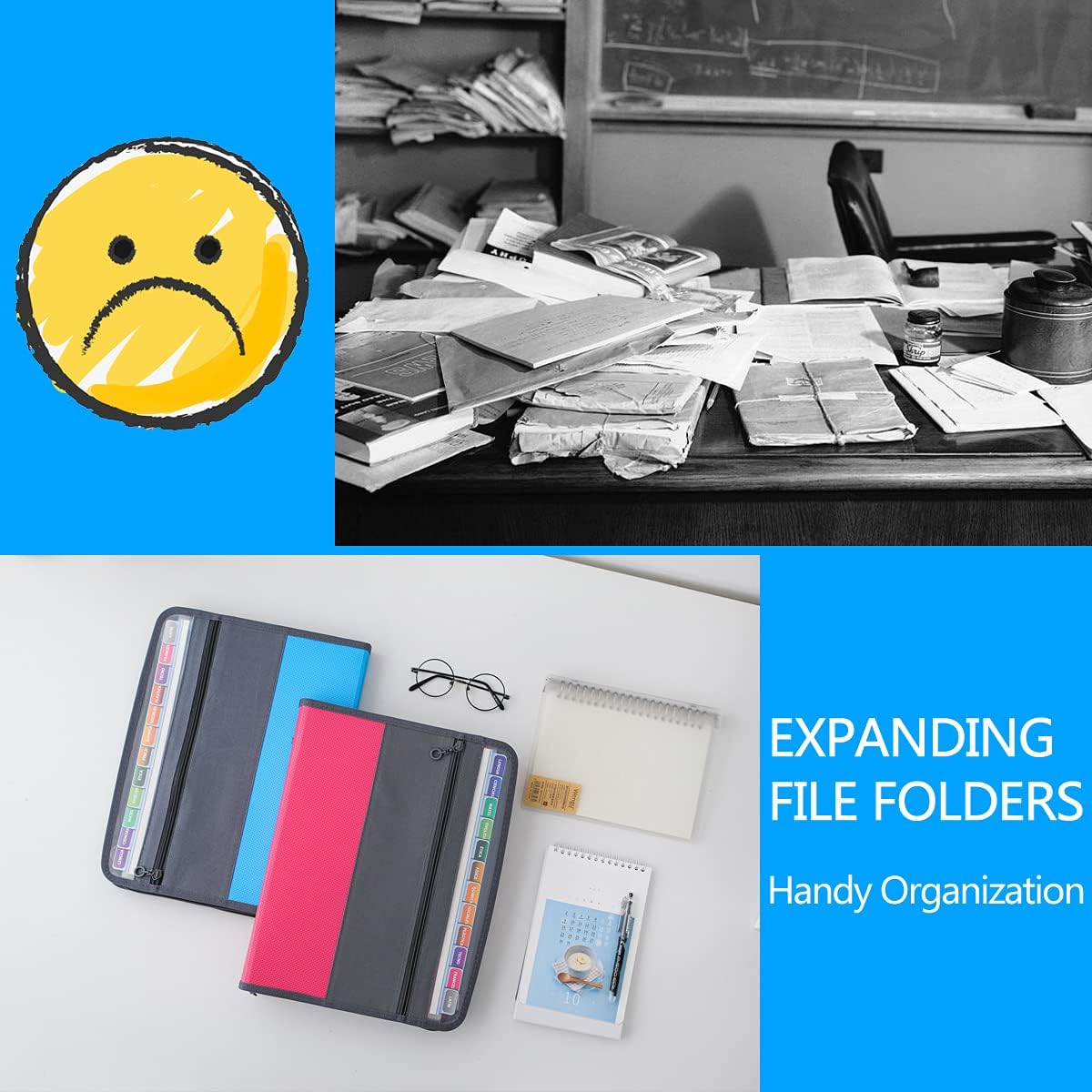NAFY Expanding File Folder, 13 Pockets Document Organizer with Zipper, A4 Letter Size Portable Accordion Expanding File Folders with 27pcs Multicolor Labels for Home Office School Supplies (Orange)