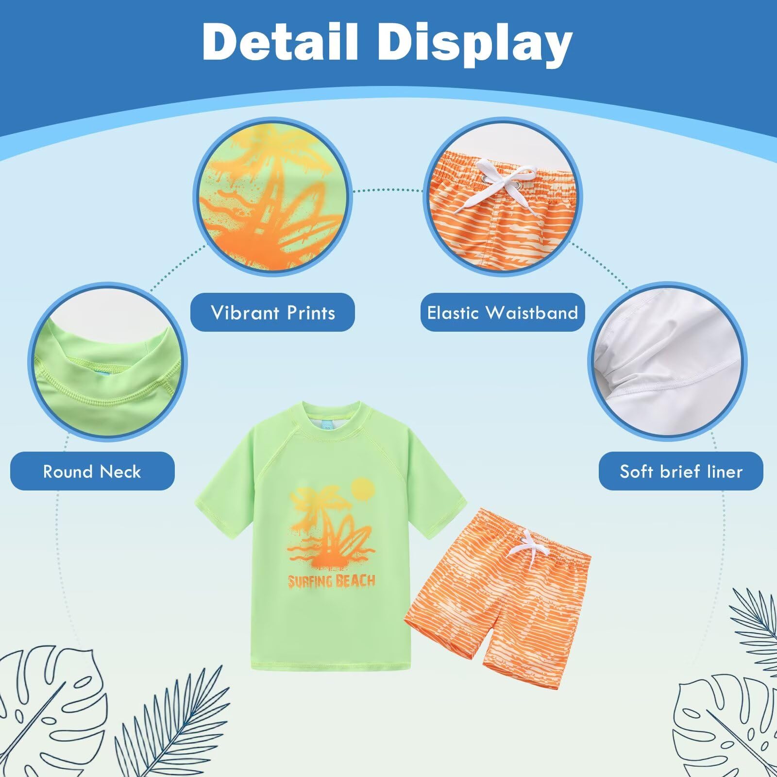Zweiteiliger Jungen-Badeanzug, Kinder-Badeanzug, kurzärmelig, Rashguard-Shirts, Badehose, Badeanzug, 3–16 Jahre