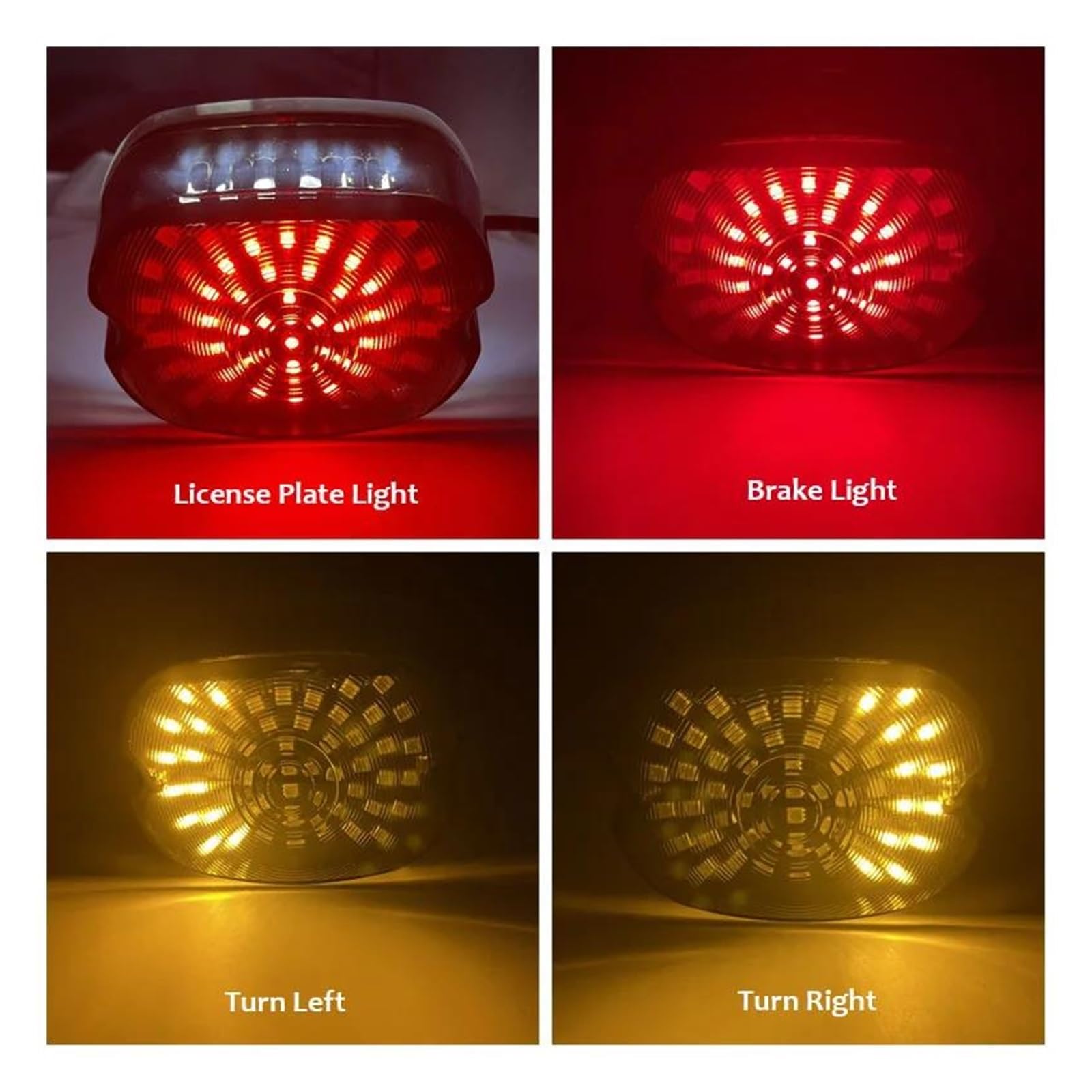 luce posteriore freno stop Fanale posteriore a LED per moto, stop, freno, per Harley, per Dyna, per Electra Glide(Red)