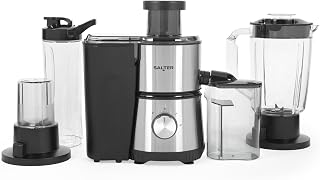 Salter 4 en 1 Licuadora y Batidora – Exprimidor de Frutas y Preparador de Batidos, Jarra Batidora de 1L, Botella Deportiva de 600ml, Molinillo de Café, 2 Velocidades y Función Pulse