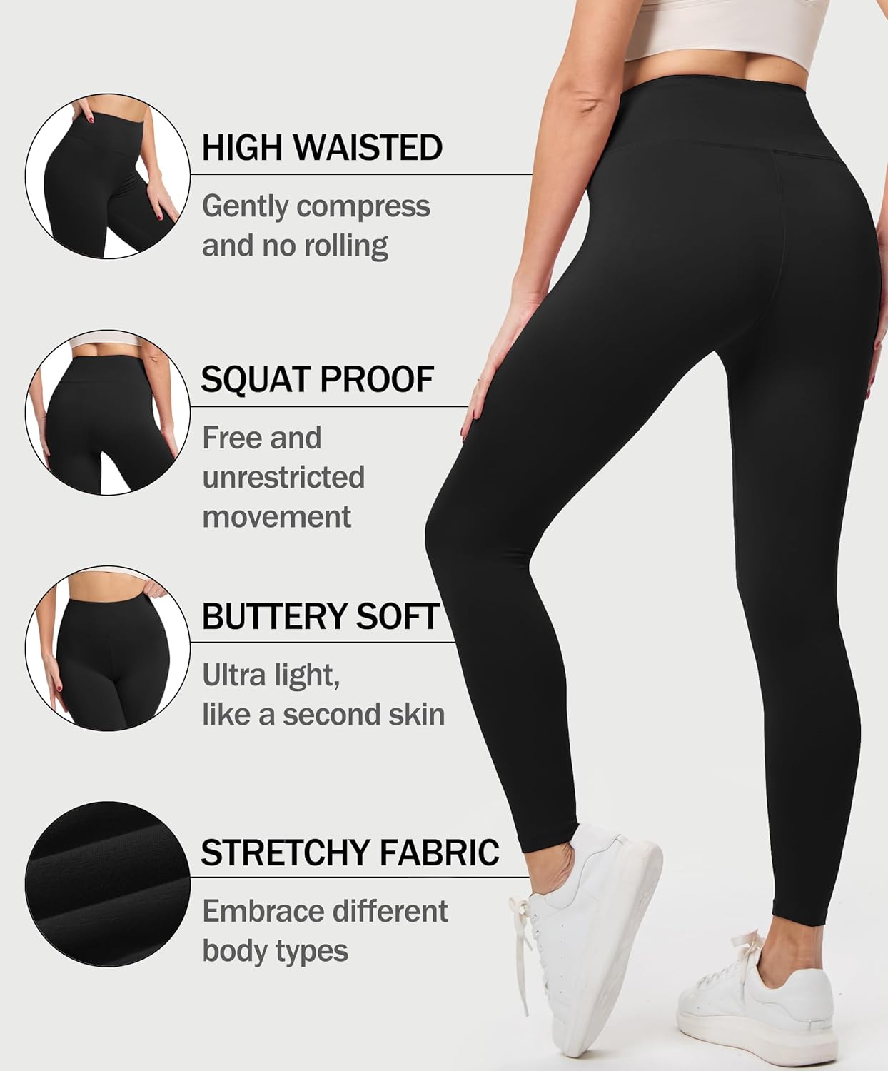 Natural Feelings Buttercloud 3 Pack Leggings for Women-High Waisted Buttery Soft Yoga Pants Lounge Everyday Wear - Image 5