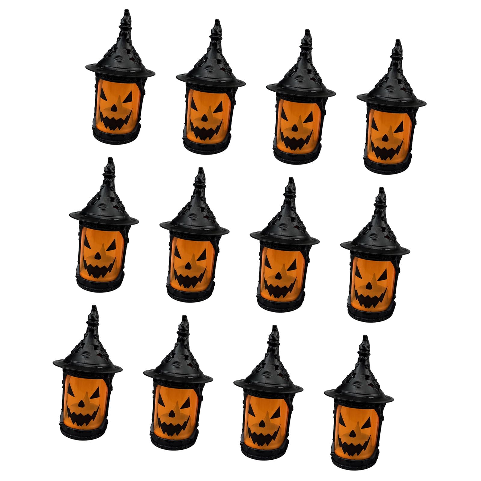 Buxuaaaa 12Pcs Light Up Witch Hat Lamp Illuminated LED Witch Hat Halloween Decoration for Mantels Desktop Bookshelf Display Glowing Party Decorations