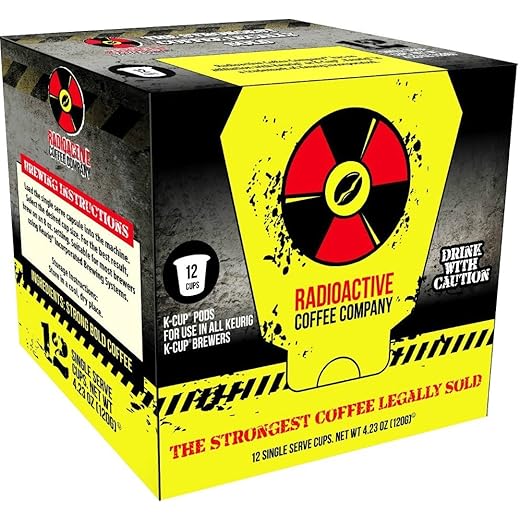 Radioactive Coffee, THE STRONGEST COFFEE LEGALLY SOLD, Single Serve Capsules for Keurig K-Cup Brewers, 12 Count