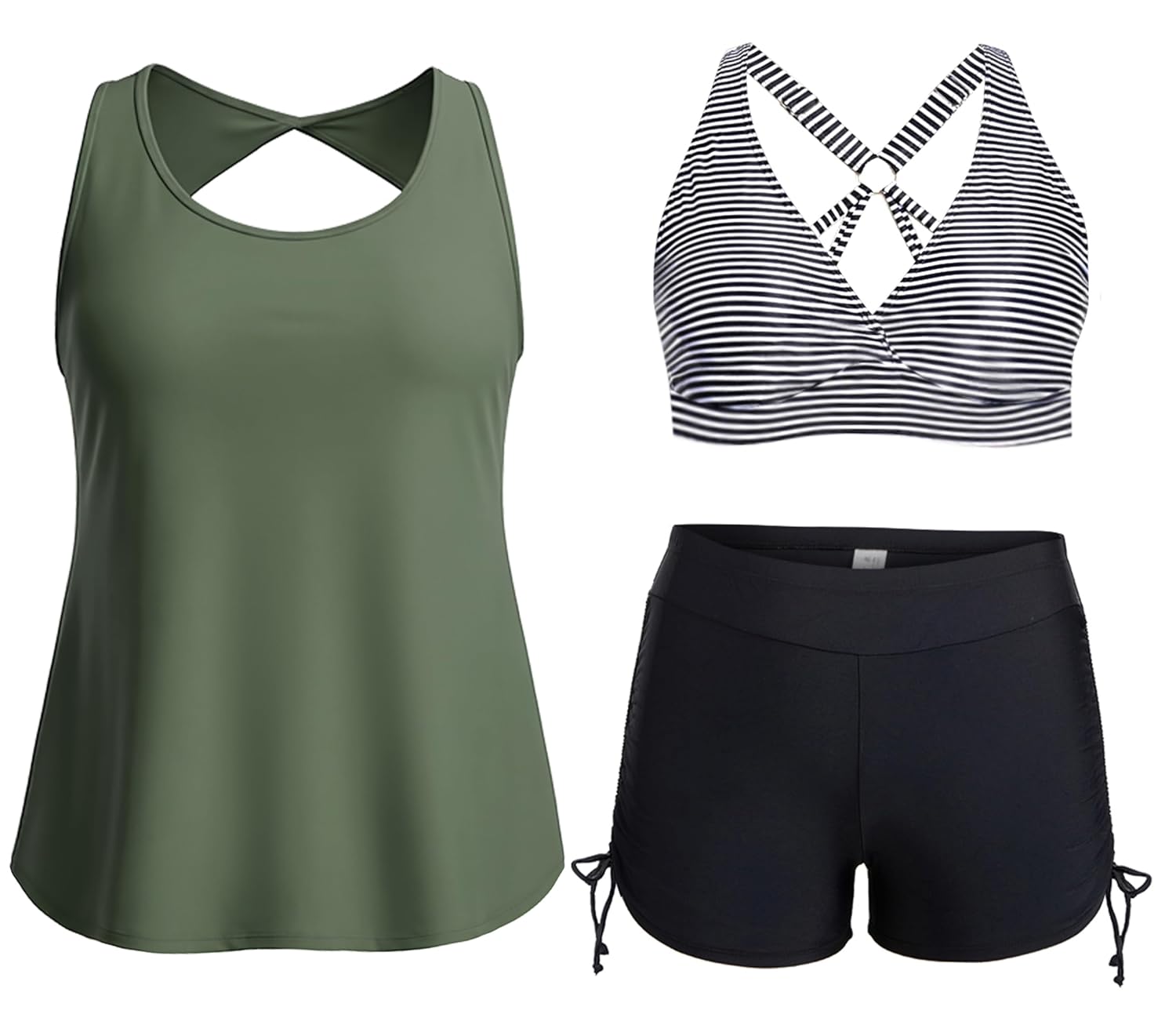 Holipick Women 3 Piece Plus Size Tankini Swimsuits Tummy Control Bathing Suits with Bikini Top with Boy Shorts - Review, Price and Buying Guide