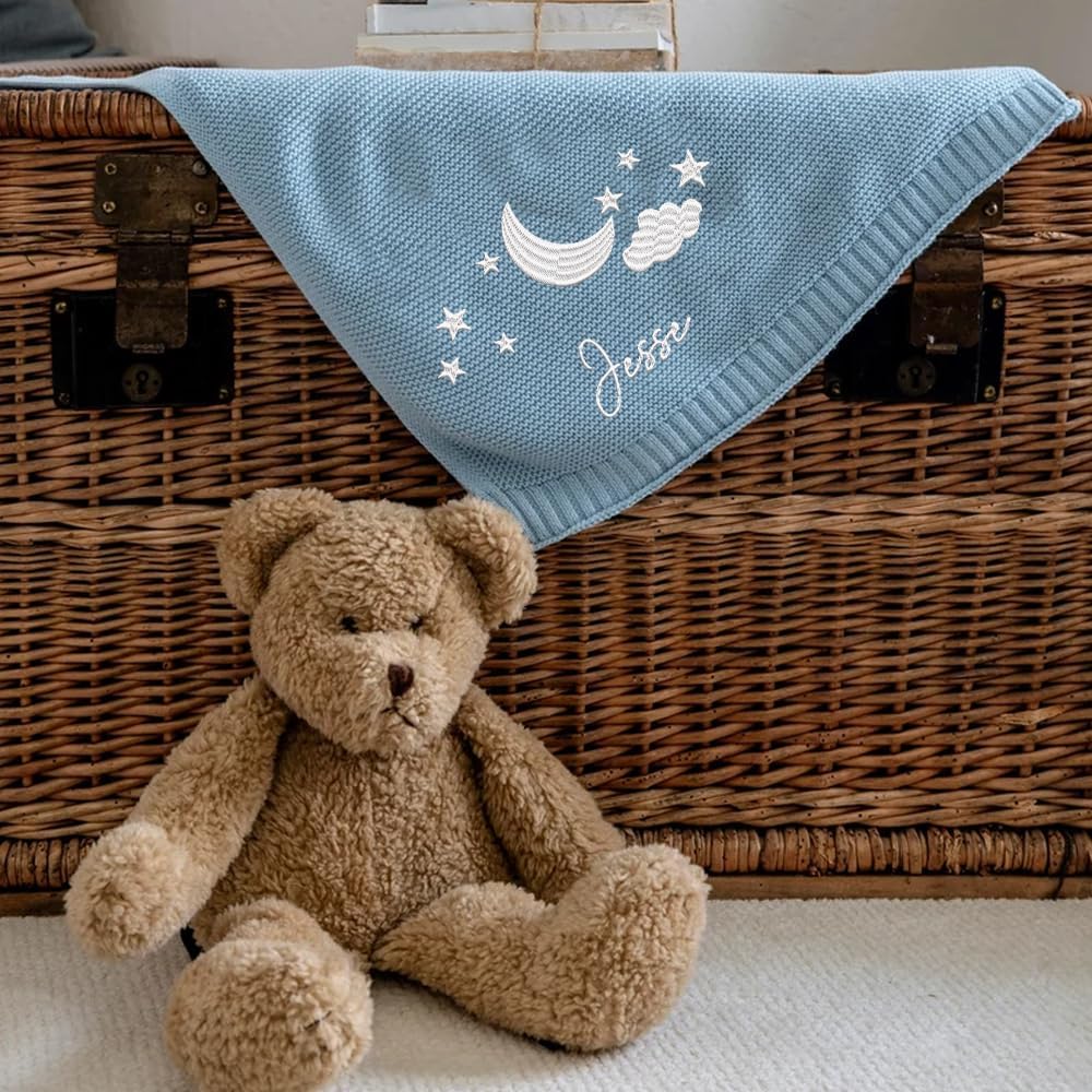 Luxury Personalized Baby Blanket for Boys and Girl, Baby Blanket, Custom Knit Baby Blanket, Embroidered Name Nursery Blanket, Newborn Baby Gifts, Gifts for Baby Boy, Baby Girl, Birthday