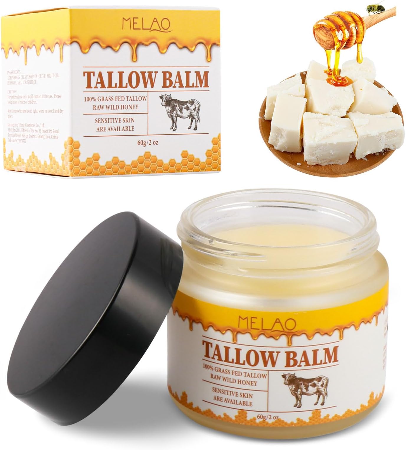 Beef Tallow and Honey Balm for Face Tallow Cream Face Moisturizer 100 Grass Fed