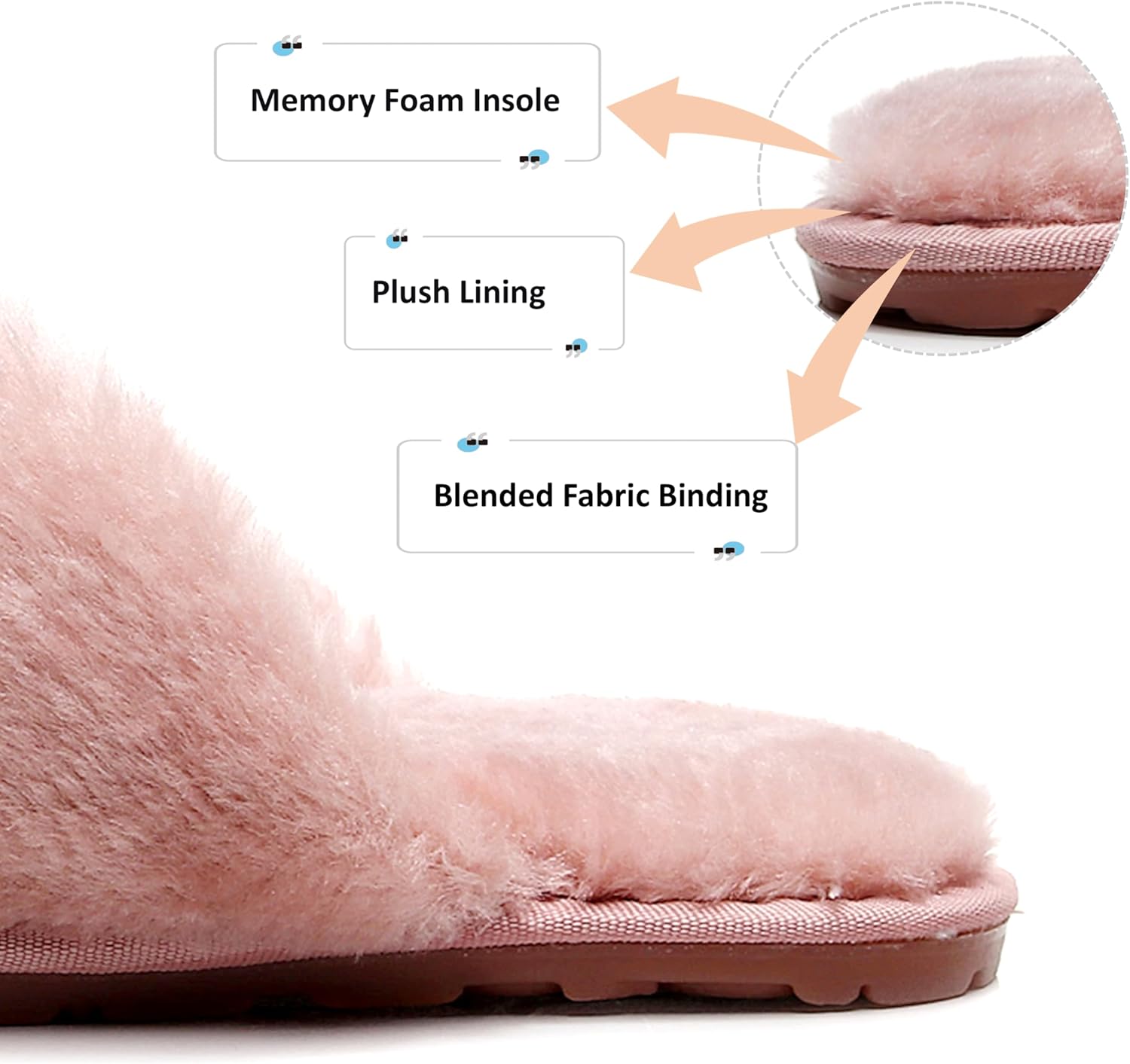 Crazy Lady Women's Fuzzy Fluffy House Slippers Cute Plush Memory Foam Shoes Cross Band Indoor Outdoor Open Toe Sandals - Image 6