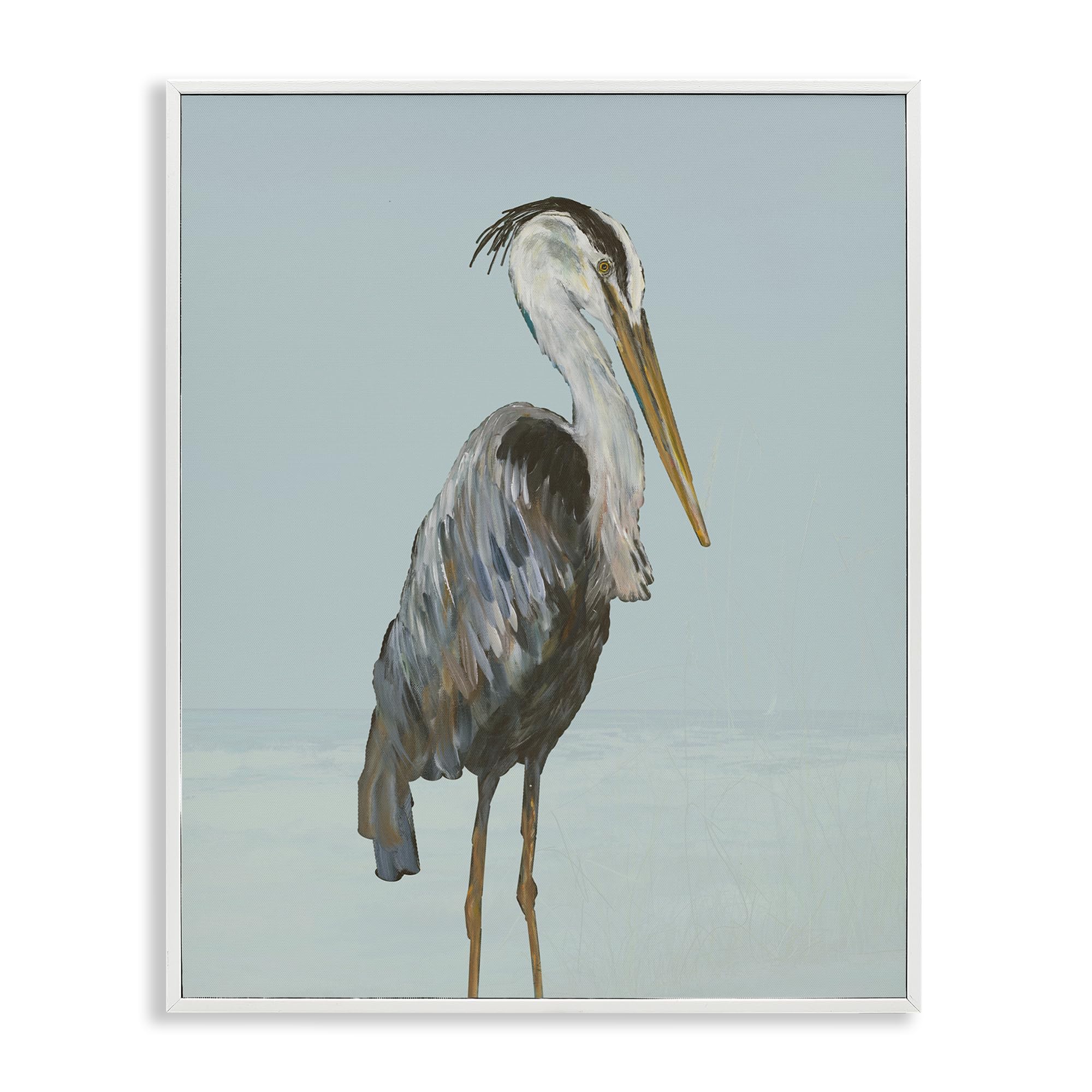 Stupell Industries 'Coastal Pelican Muted Blue', Framed Giclee Art, White, 24 x 30 Inches, Easy to Hang and Sturdy, Made in USA, by Julie DeRice