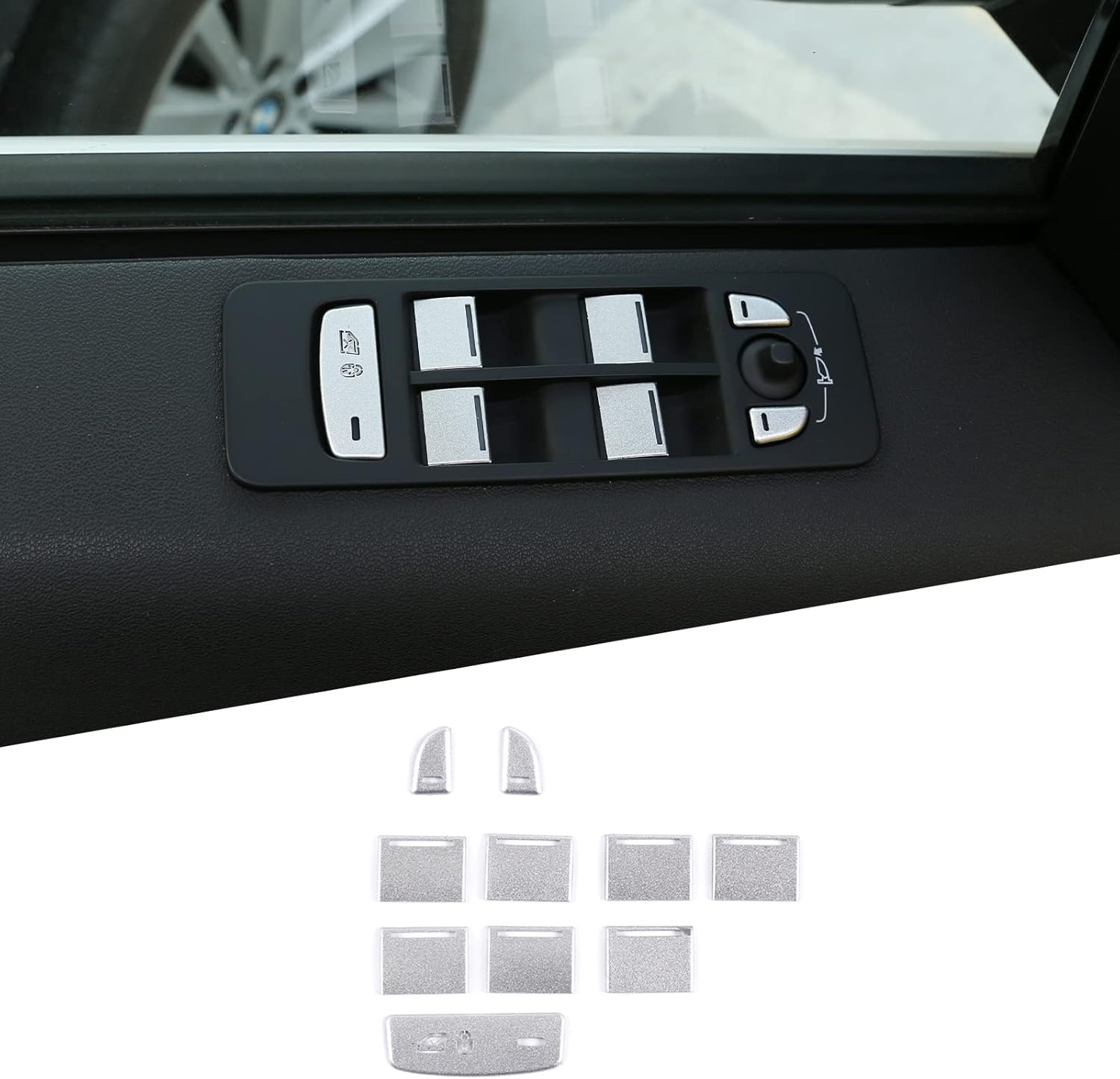 LLKUANG Car Styling Door Window Glass Lift Switch Button Decoration Sticker Fit for Jaguar F-PACE 2016 2017 2018 2019 2020 Interior Accessories-10Pcs