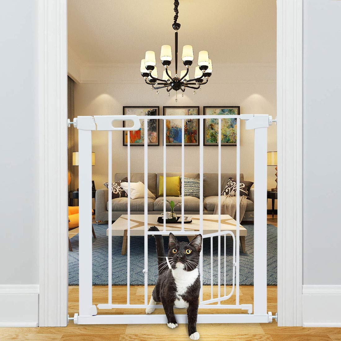 Buy Narrow Baby Gate with Small Pet Door 26.7"29.5" Inch Wide, Walk