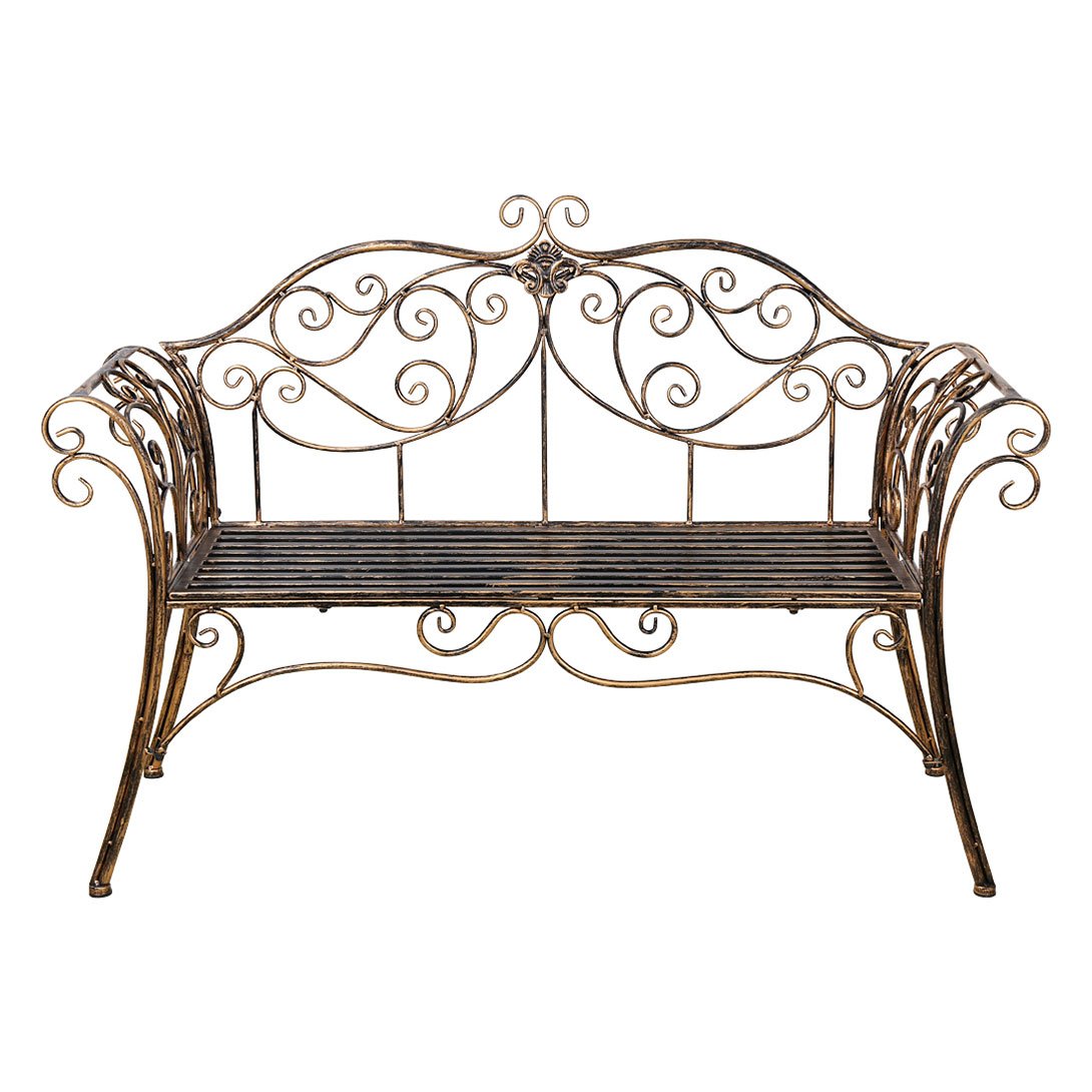 Banc Exterieur Jardin Metal, Banc Vintage, Canape Jardin 2 Places, 133 * 49 * 90 cm