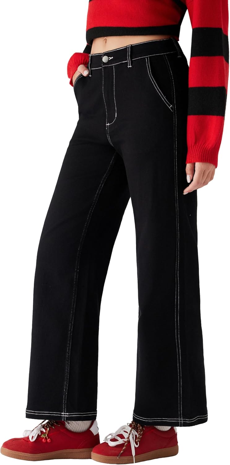 CIDER Wide Leg Jeans Women High Waisted Baggy Denim Pants Casual Loose Straight Trousers - Image 4