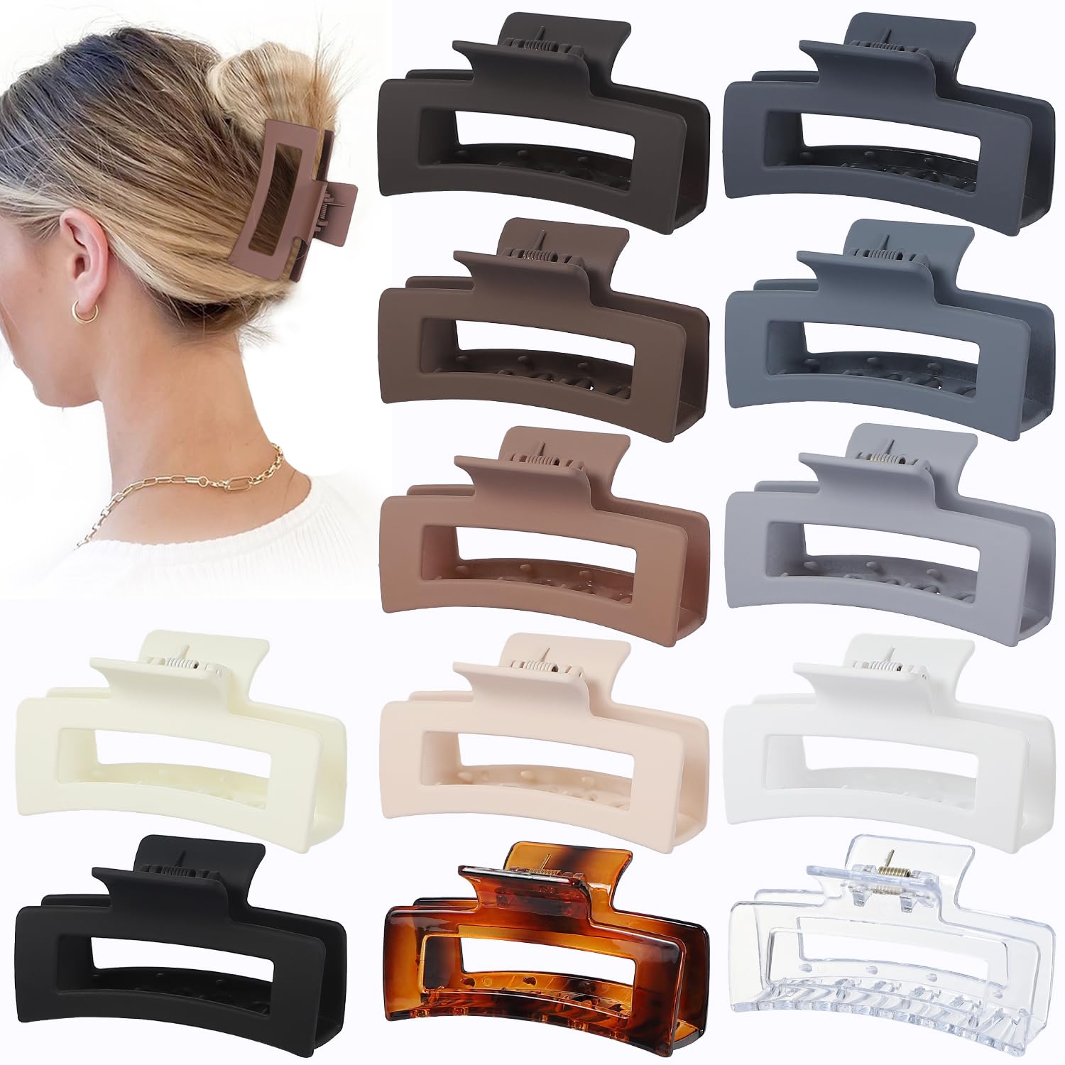 Colorful Hair Clips - 12 Pack Claw Clips for Women & Girls -12 Colorful Hair Clips - 12 Pack Claw Clips for Women & Girls -12