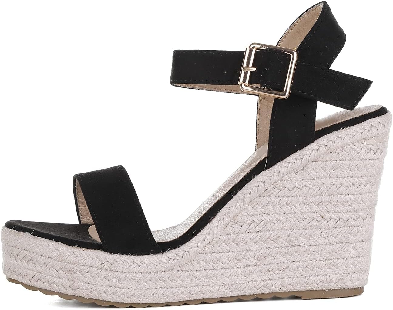 Women'S Wedge Sandals Platform, Ankle Strap Wedge Sandals Open Toe Casual Summer Straw Woven Classic Wedge Sandals - Image 6