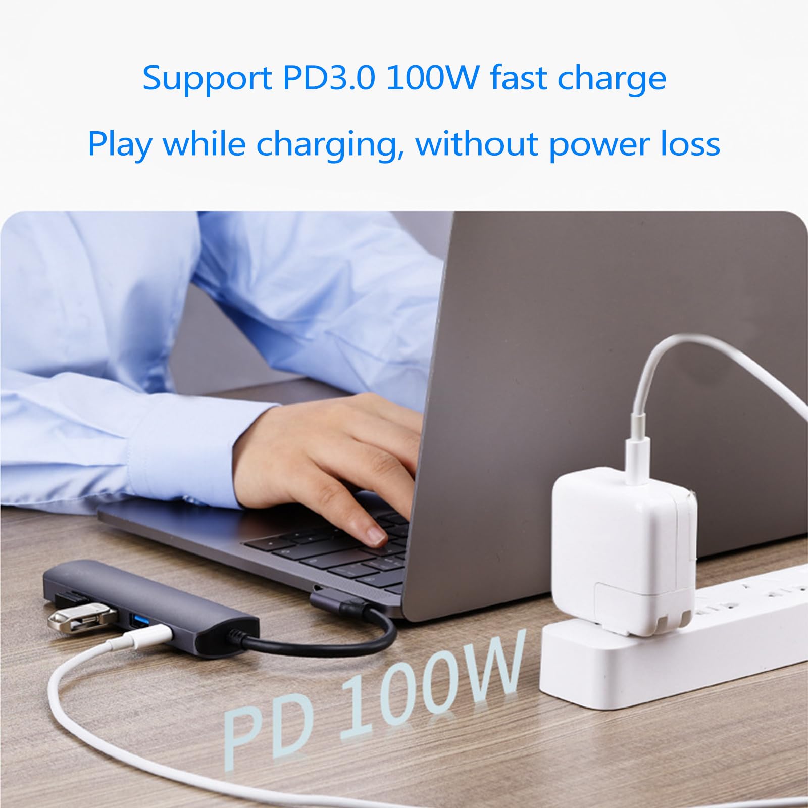 Hub USB C Dock Station Tipo Alluminio 5 in 1 per hub Splitter Porta Ricarica/USB 3.0 / PD per Portatili Dock Station Tipo Computer
