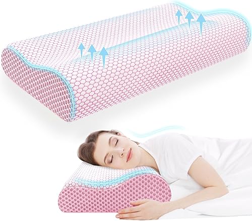 Almohada de espuma viscoelástica, almohada cervical ergonómica con contorno de cuello para dolor de cuello y hombros, almohada ortopédica para