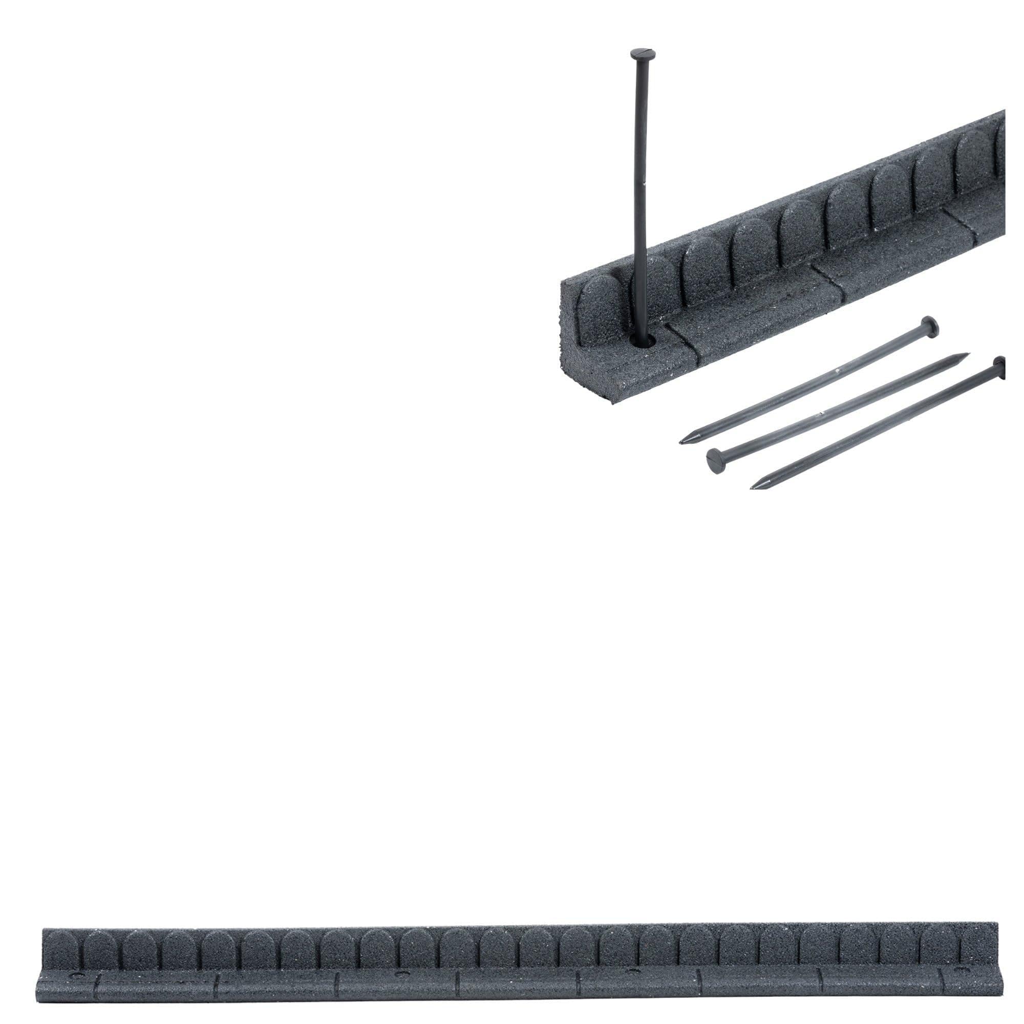 Flexible Rasenkante Kunststoff Flexible Rasenkante aus Recyceltem Gummi 4,8 Meter Leicht zu verarbeitende Rasenkantensteine Stabile Beetumrandung Beeteinfassung 4 x 1,20m Anthrazit