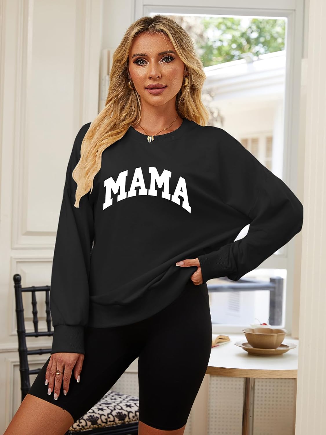 Mama Sweatshirts Oversized Crewneck Long Sleeve Mom Sweatshirt Graphic Casual Loose Fit Pullover - Image 4