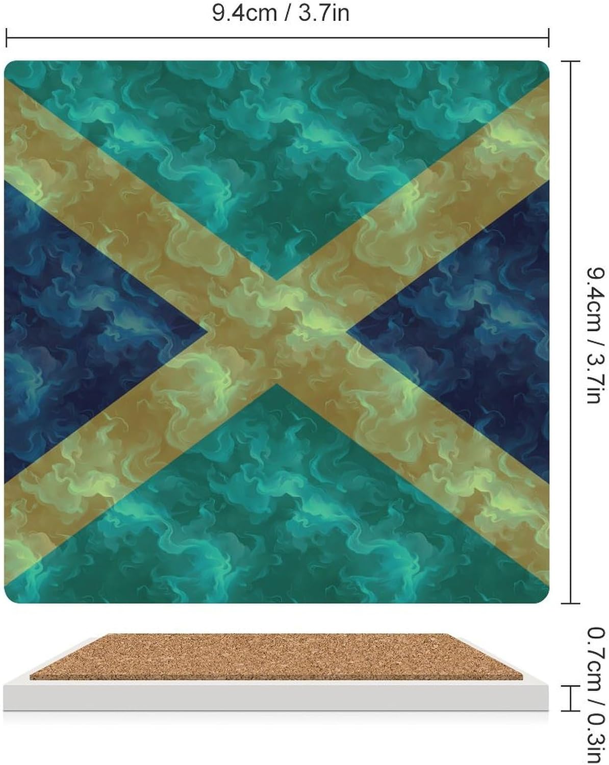 Jamaica Flag Coaster for Drinks Square Ceramic Table Coasters Stone Mat Crafts 6PCS Home Kitchen Decor