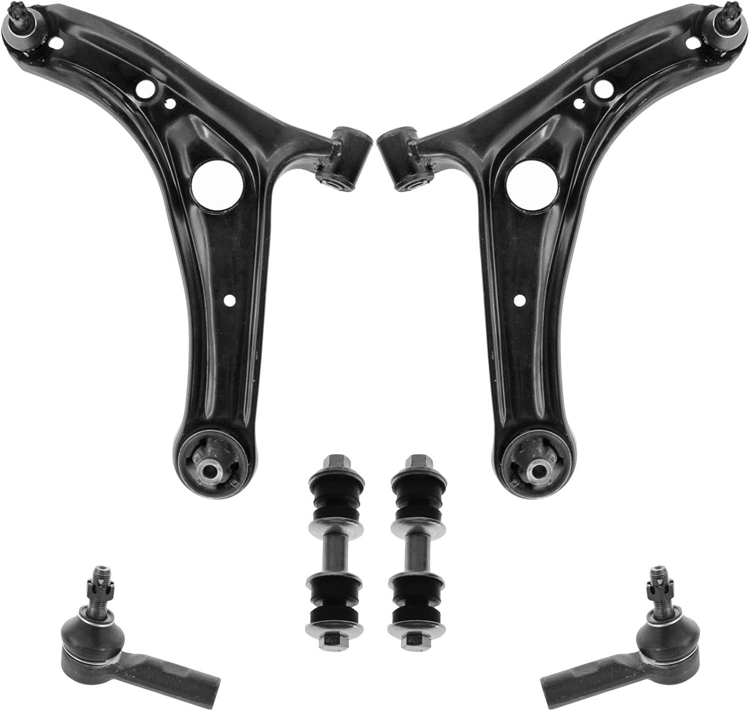 TRQ Front Steering & Suspension Kit Control Arm with Ball Joint Sway Bar Stabilizer Link Tie Rod Compatible with 2003 Toyota Echo
