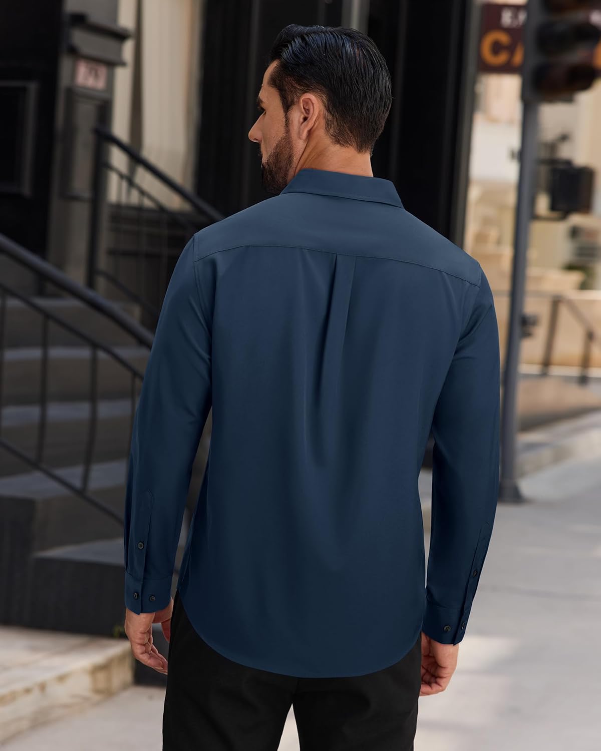 Alimens & Gentle Mens Dress Shirts Long Sleeve Wrinkle Free Stretch Solid Button Down Shirt Casual Wedding Dating Dress Shirt - Image 2