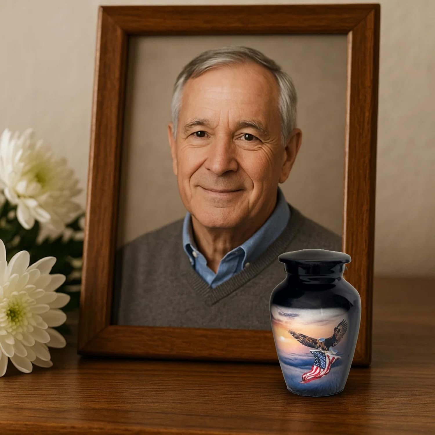 Small American Flag Eagle Cremation Urns for Human Ashes Adult Male & Female Patriotic Urns for Funeral Burial Memorial Keepsake Urns