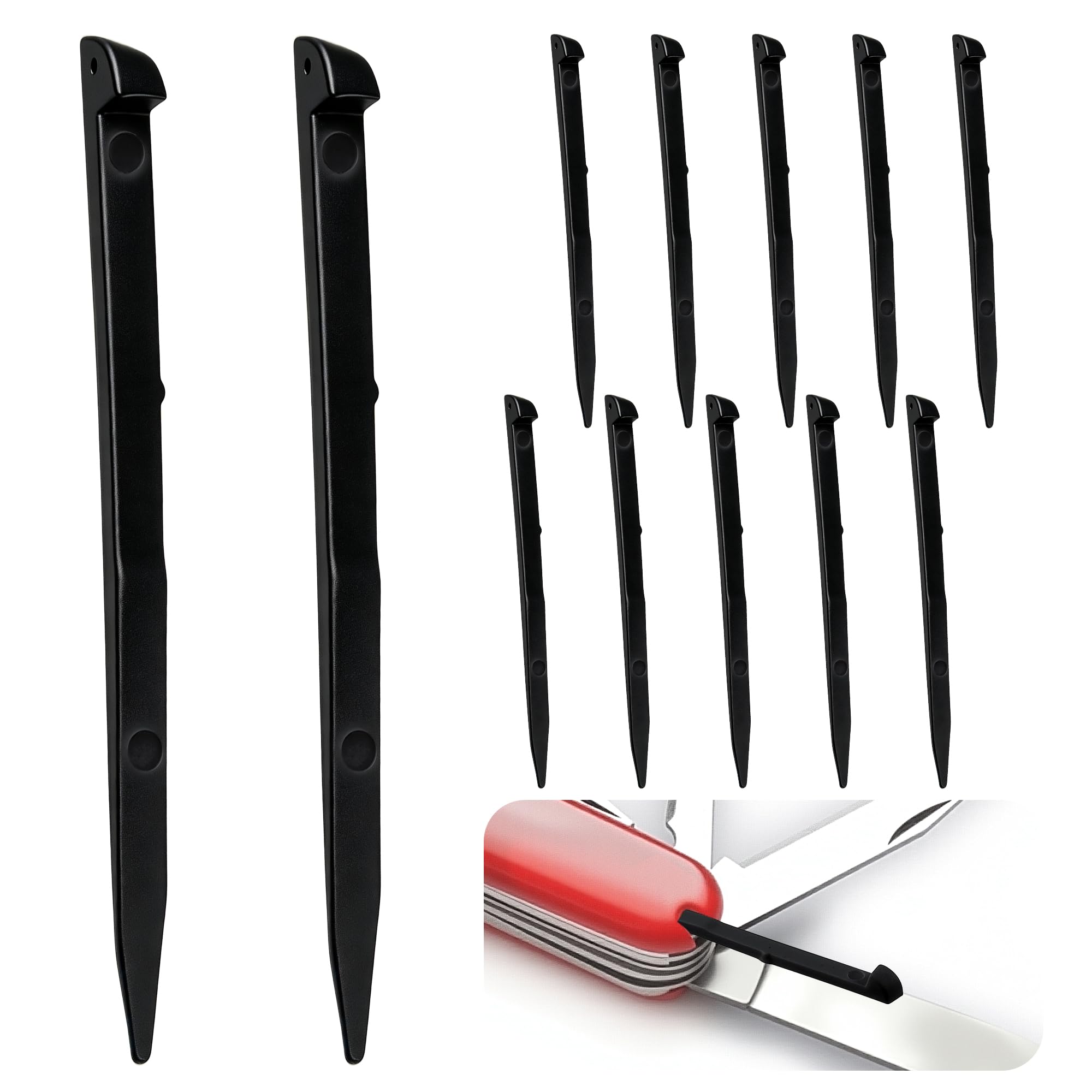 Saillong 12 Pack Toothpicks Compatible with Victorinox/Swiss Army Knife 91mm 3 1/2" 2 inch Toothpick Replacement Compact Sturdy Army Pocket Knife Accessories Cleaning Teeth Opening Zip Ties (Black)