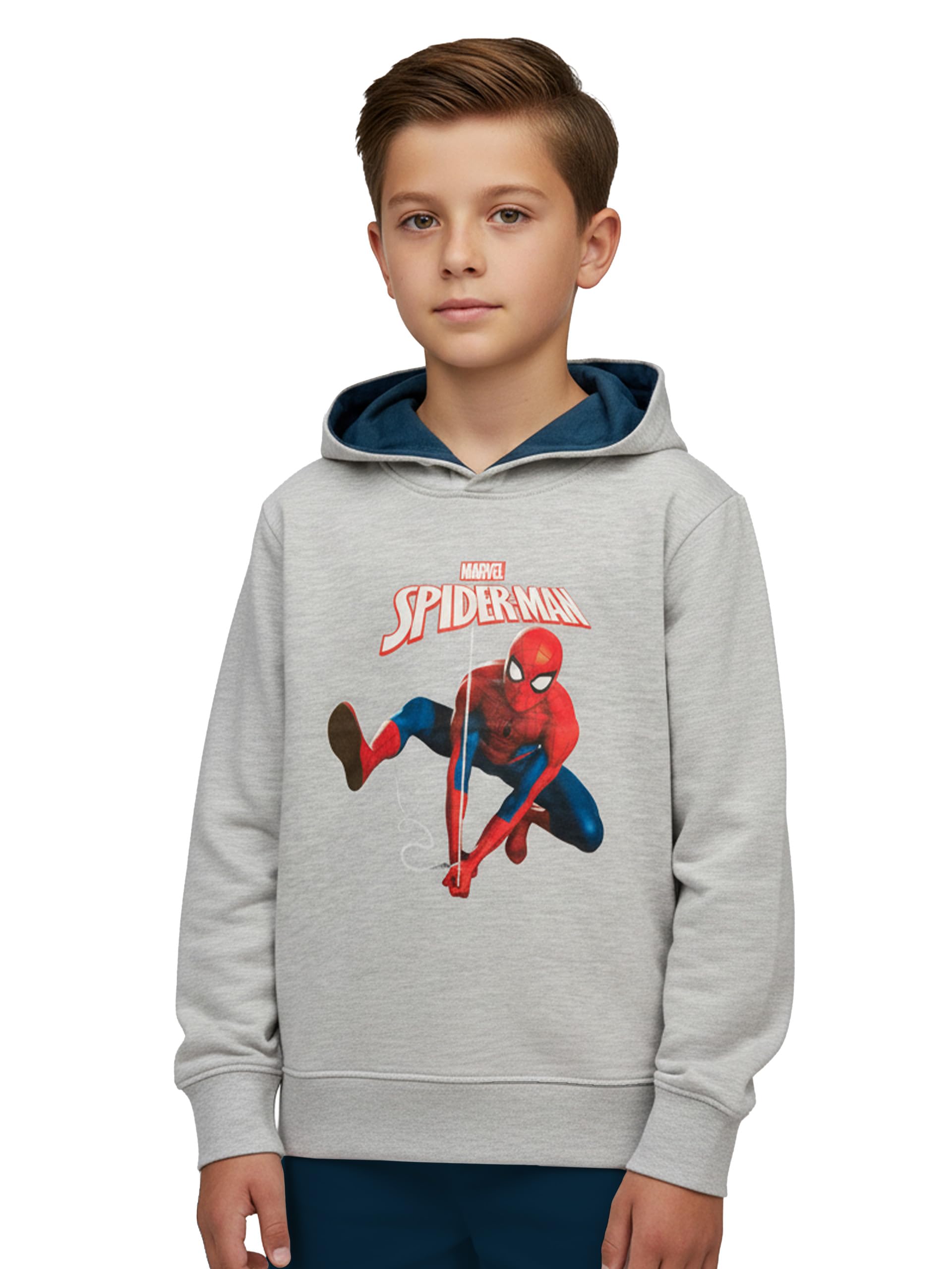 Marvel Spiderman bluza z kapturem dla chłopców – dziecięca bluza z kapturem, szara