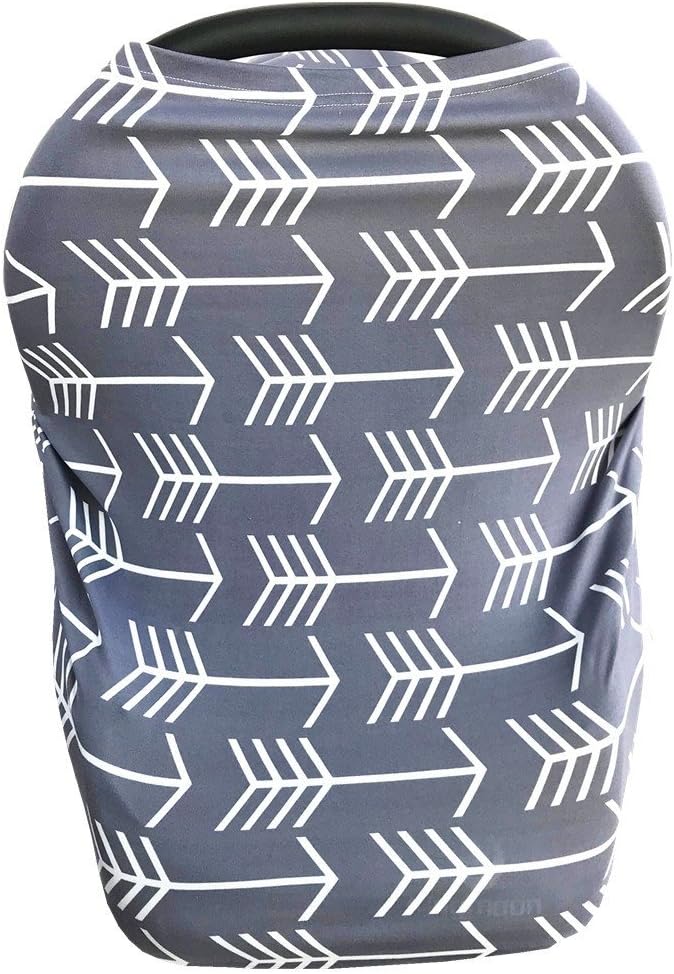 Nursing Cover for Babies Versatile Baby Car Seat Cover for Newborn Grey with White Arrow