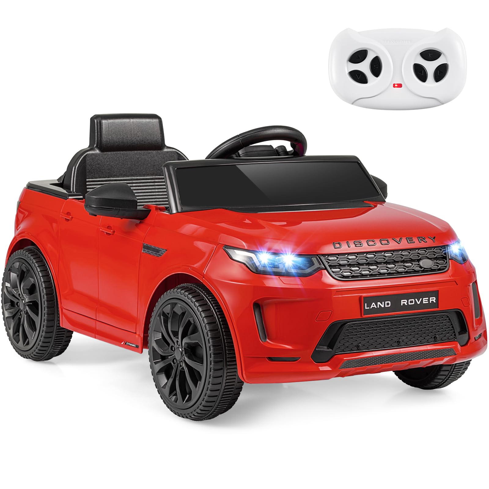 COSTWAY 12V Ride on Car, Licensed Land Rover Discovery Electric Toy Vehicle with Remote Control, LED Lights, Music & Horn, Soft Start Kids Ride on Cars for Boys Girls (Red)