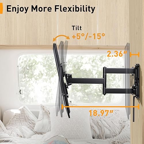Miniatura 5 de Perlegear Soporte de TV RV con cerradura para televisores de 13 a 42 pulgadas de hasta 44 libras, soporte de pared para TV RV de movimiento completo