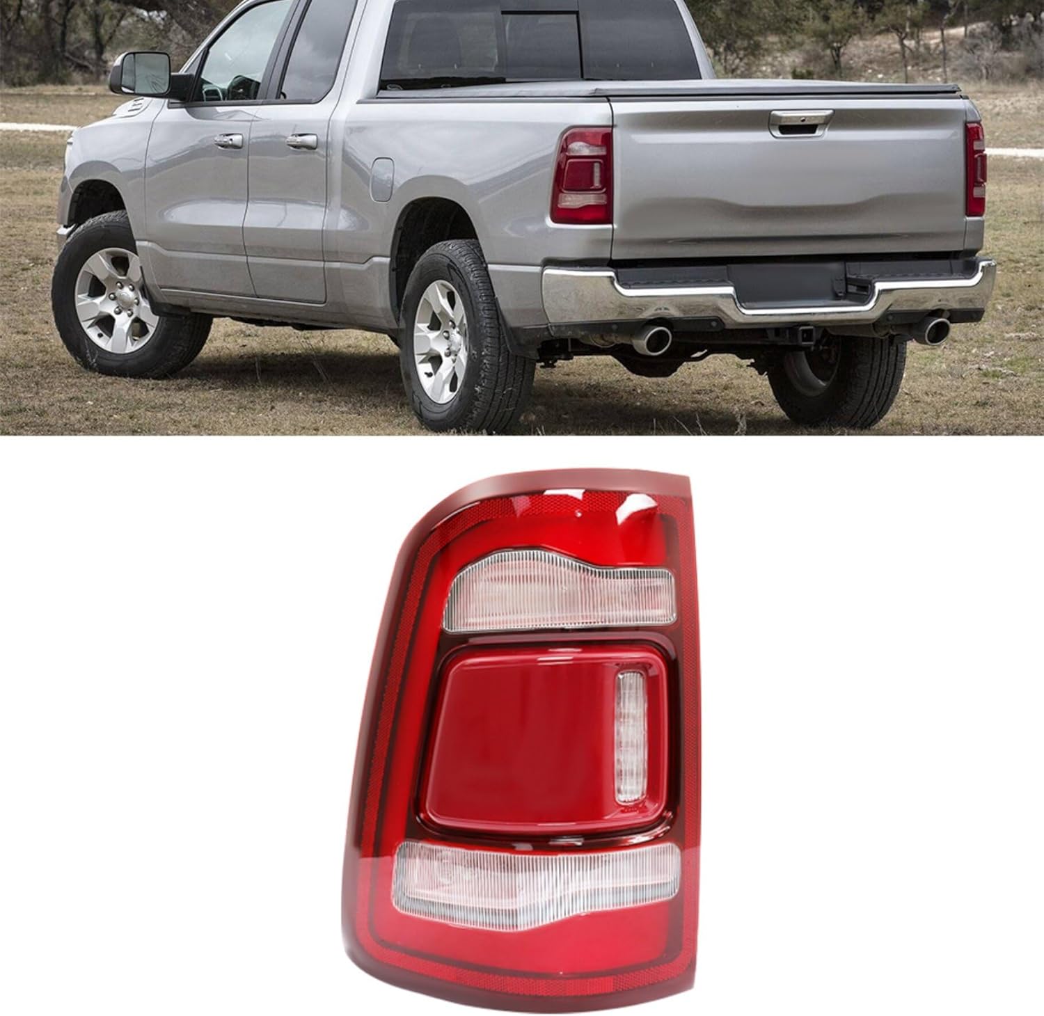 Red Tail Light Left Side Outer 68262531AH Replacement for R-A-M 1500 2019-2022 w/Blind Spot Rear Brake Lamp