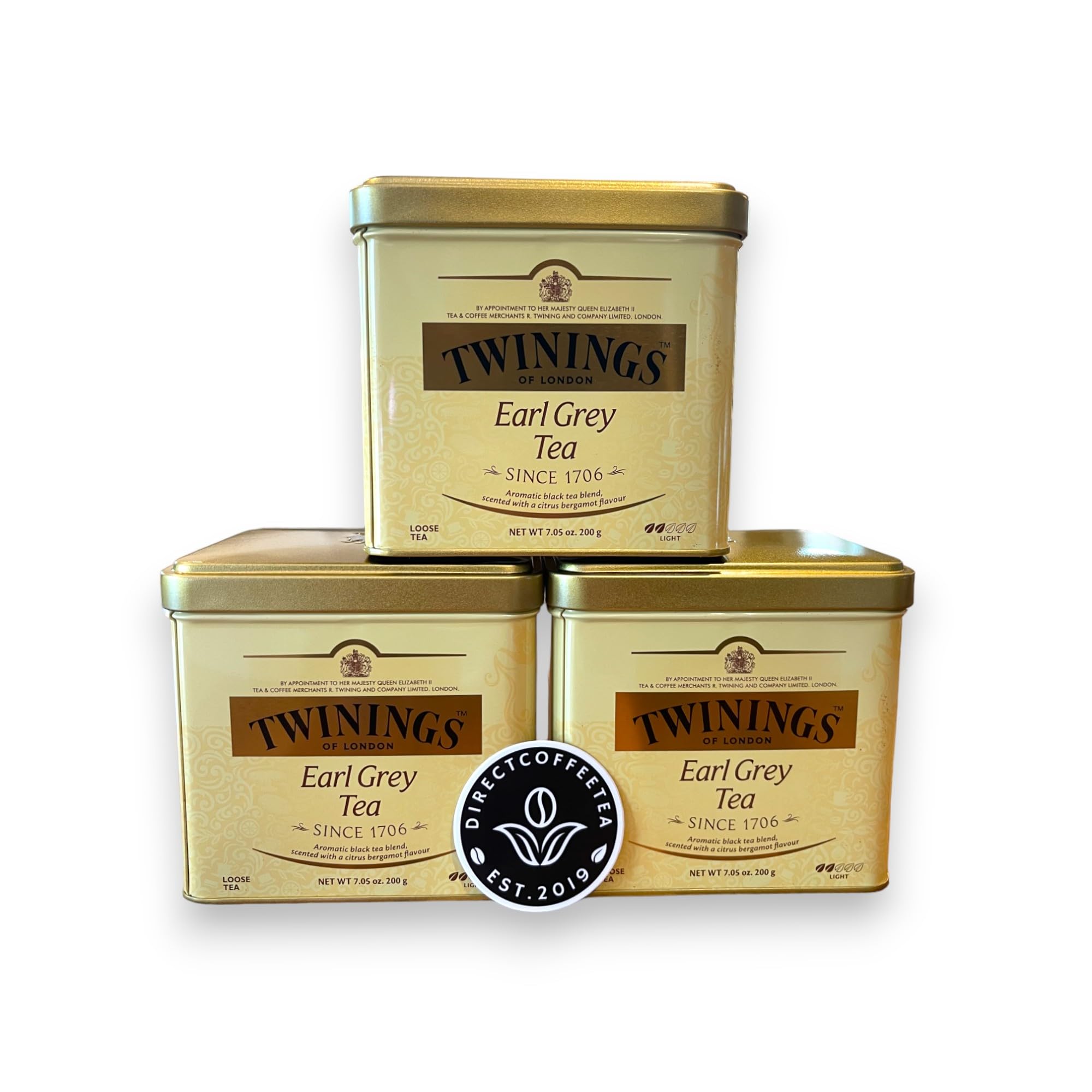 DIRECT COFFEE TEA EST 2019Twinings Earl Grey Black Tea, Loose Leaf Tea Value Bundle - Includes three 7.05 oz. Tins (21.15 total oz.) and Complimentary Brand Sticker