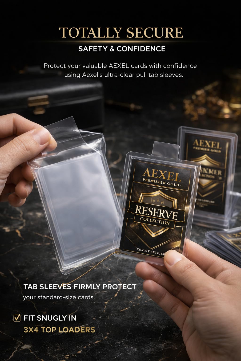 AEXEL Premium Clear Tab Pull Easy Pull Penny Sleeves for Trading Cards 67mm x 92mm Compatible with Chrome & All TCG Cards Archival Quality, Acid-Free, Non-PVC Ultra Soft Card Sleeves Protectors 3