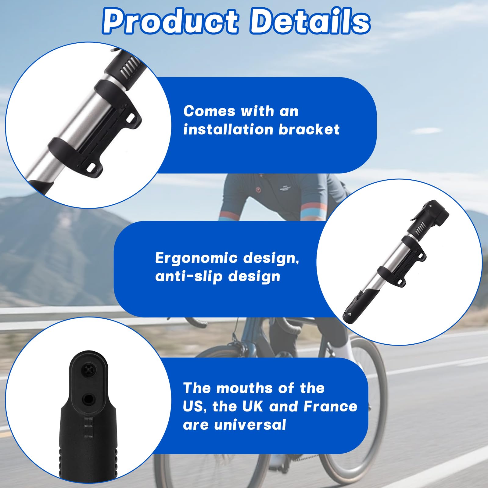 Icocopro Mini-Fahrradpumpe – 11 bar, passend für Presta- und Schrader-Ventile, Aluminiumlegierung, zuverlässig, kompakt und leicht – Reifenpumpe für Rennräder, Mountainbikes, und Räder, 85 g