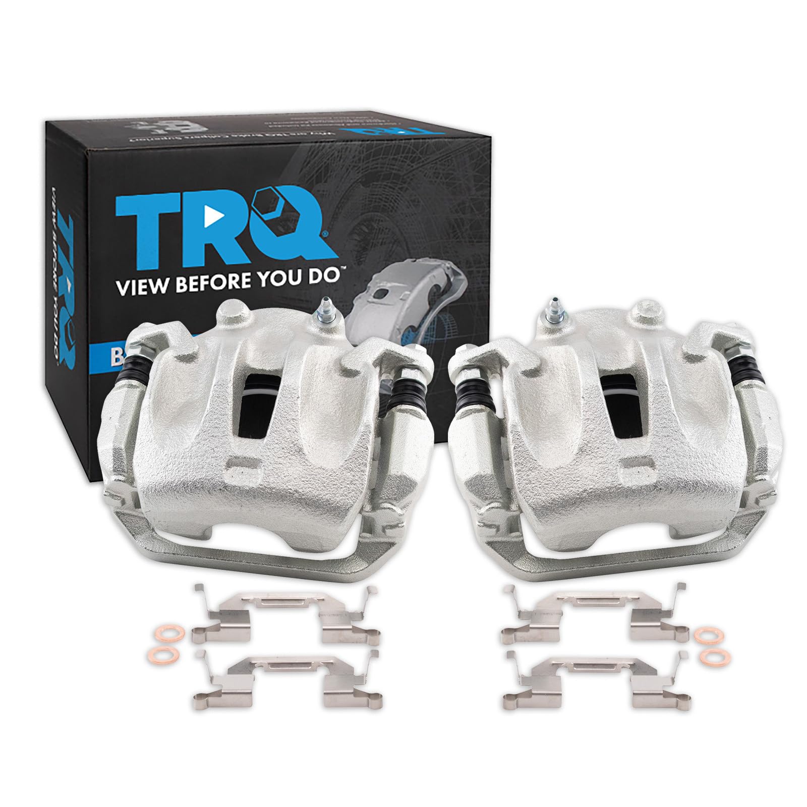 TRQ Front Driver and Passenger Side Brake Caliper Set Caliper Brackets
