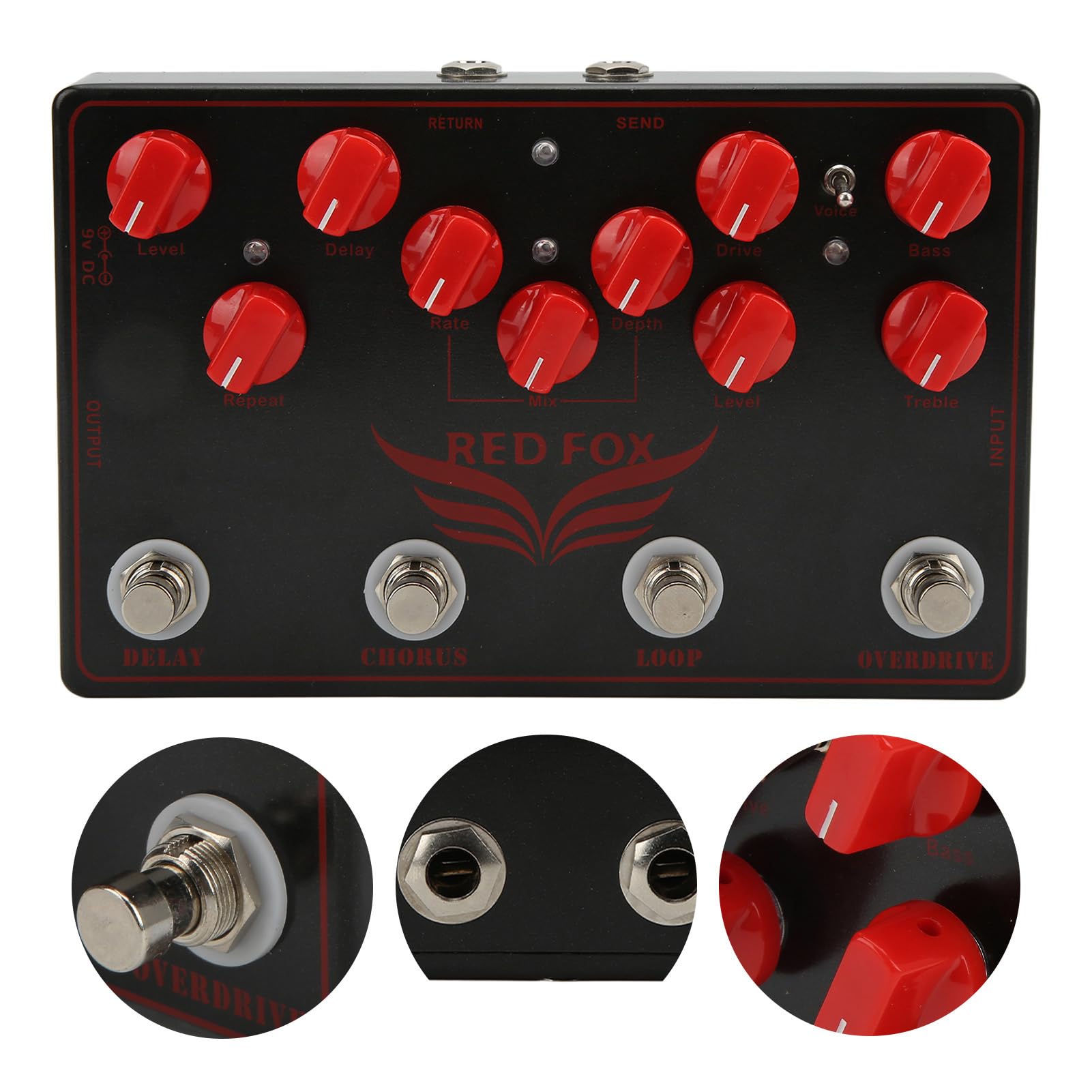 Delay Chorus Looper Gitarre Effektpedal 4 in 1 Synthesizer Overdrive Multi-Effektpedal Synthesizer mit Schleife FX senden