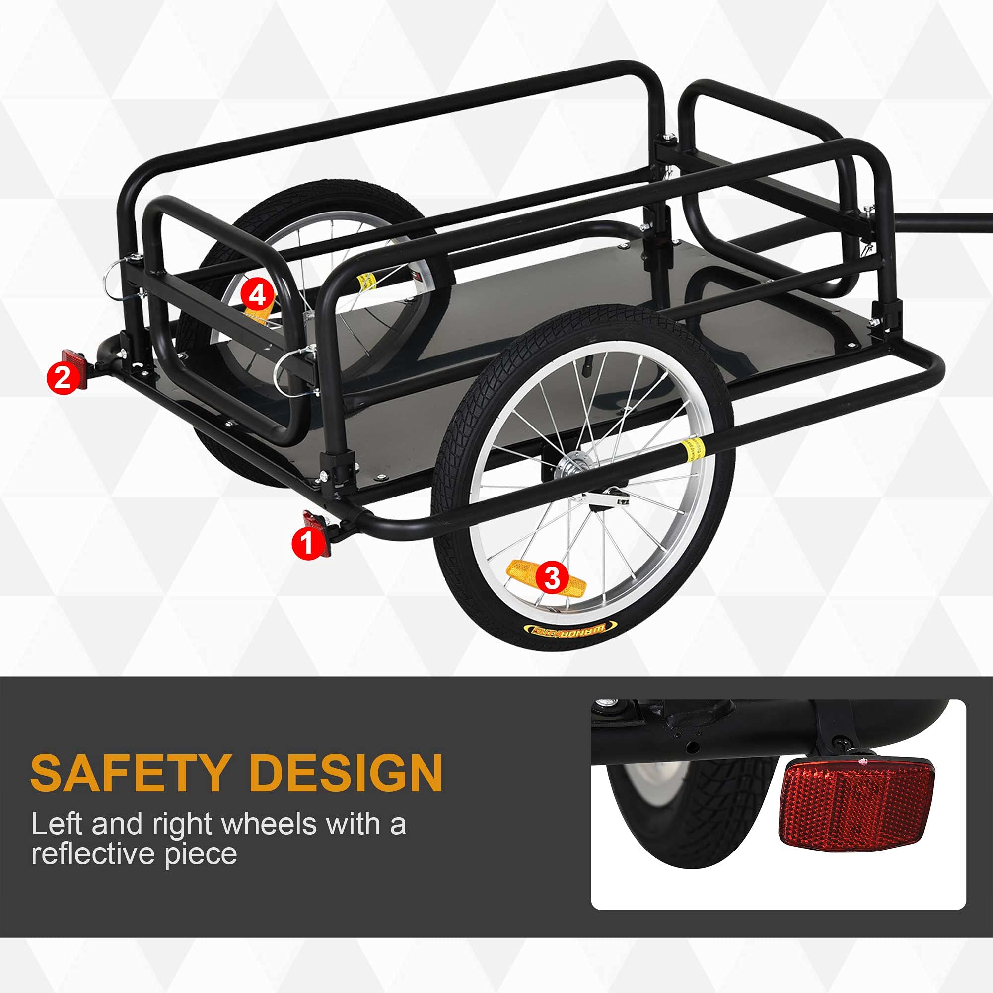 Folding Bike Trailer Cargo in Steel Frame, Extra Bicycle Storage
