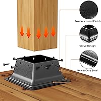 Vista 3 de 4x4 Base de poste 2 piezas, soporte de poste de acero recubierto en polvo resistente de 3.6"x3.6" interno, adecuado para poste de madera estándar