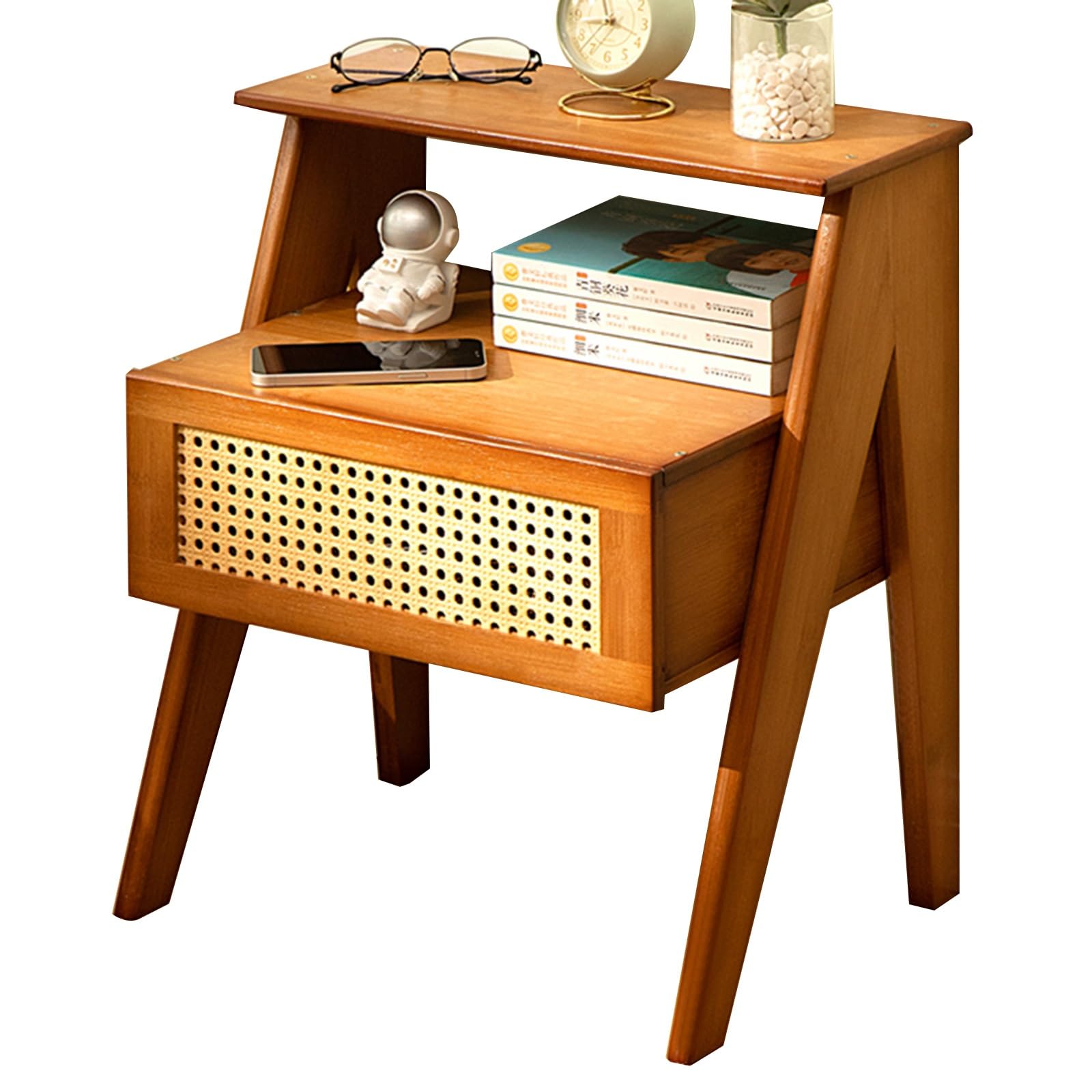 Table de chevet marron pour créer une ambiance cocooning dans la chambre