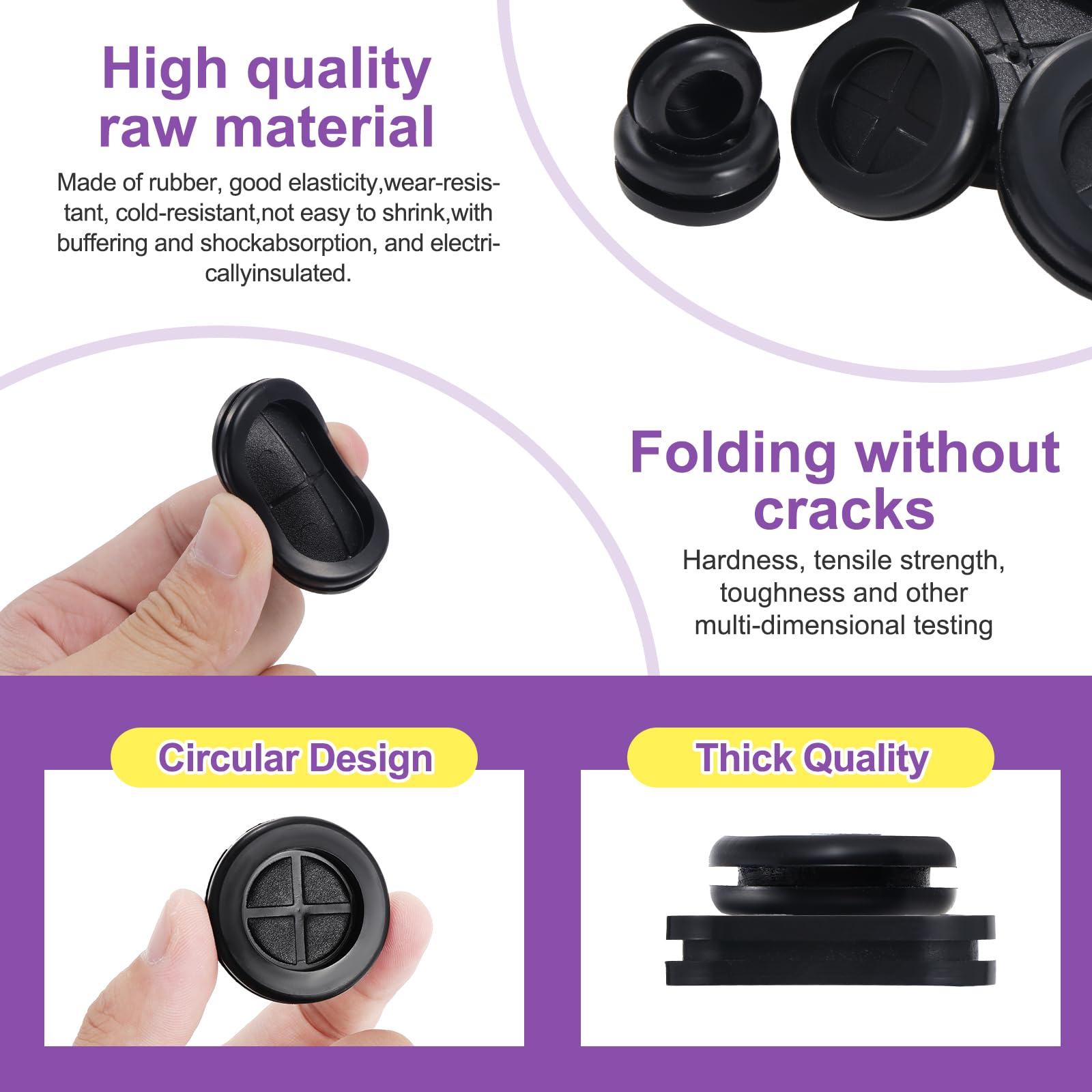 Set Da 105 Beccucci In Gomma - 11 Misure Diverse + Fascette E Coltello Inclusi | Per Passacavi E Protezione Fori - Foto 4