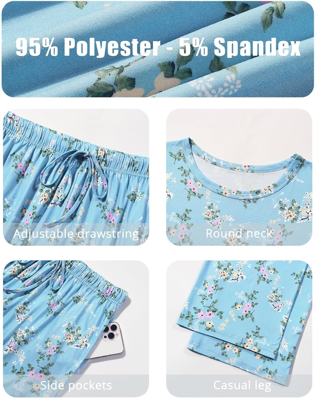 Cosy Pyro 2 Pack Women's Pajama Set Soft Loungewear Pjs Sets Long Sleeve Pajamas Top and Pants with Pockets - Image 6