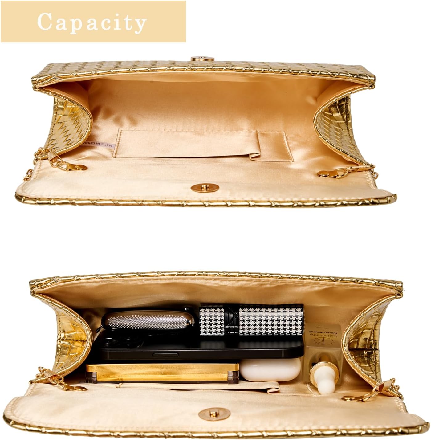 Women's Woven Evening Bag Faux Leather Shoulder Handbag Fashion Crossbody Clutch Purse