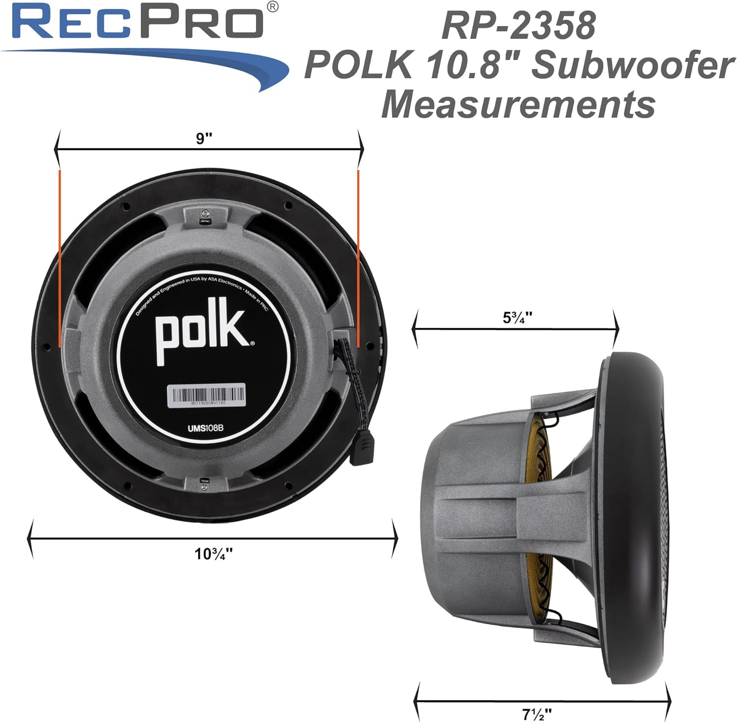 RecPro RV 5 Ohm Subwoofer Audio Speaker 10.8" 700W Max Power (1, Black)